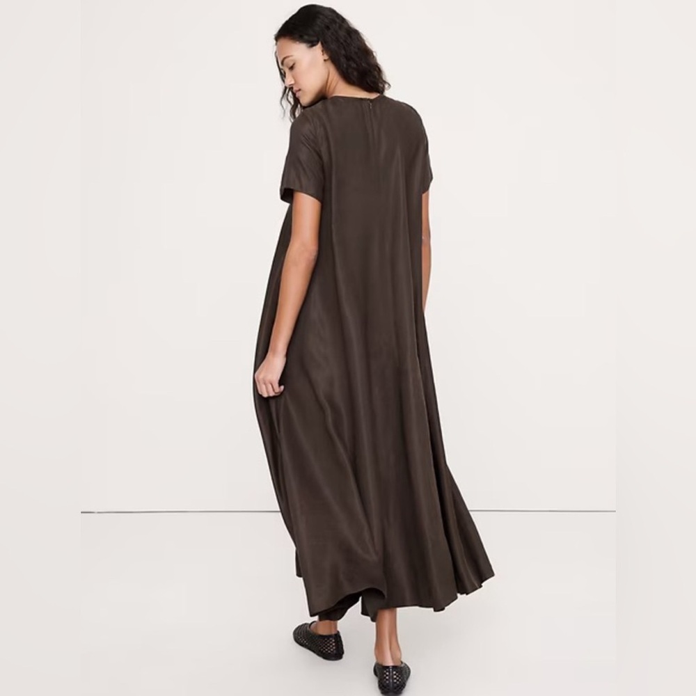 NWT! BANANA REPUBLIC BROWNSTONE VISCOSE-LINEN TRAPEZE MAXI DRESS - XS - Picture 3 of 9